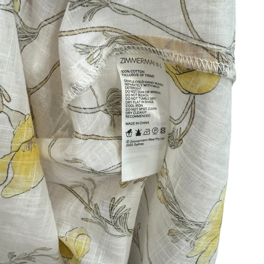 Zimmermann Jeannine Matching Skirt Set Yellow Floral Girls 6/8 Logo Print
